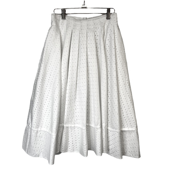 Brock Collection Sally Cotton-Blend Midi White Skirt SZ 4 - Picture 2 of 12